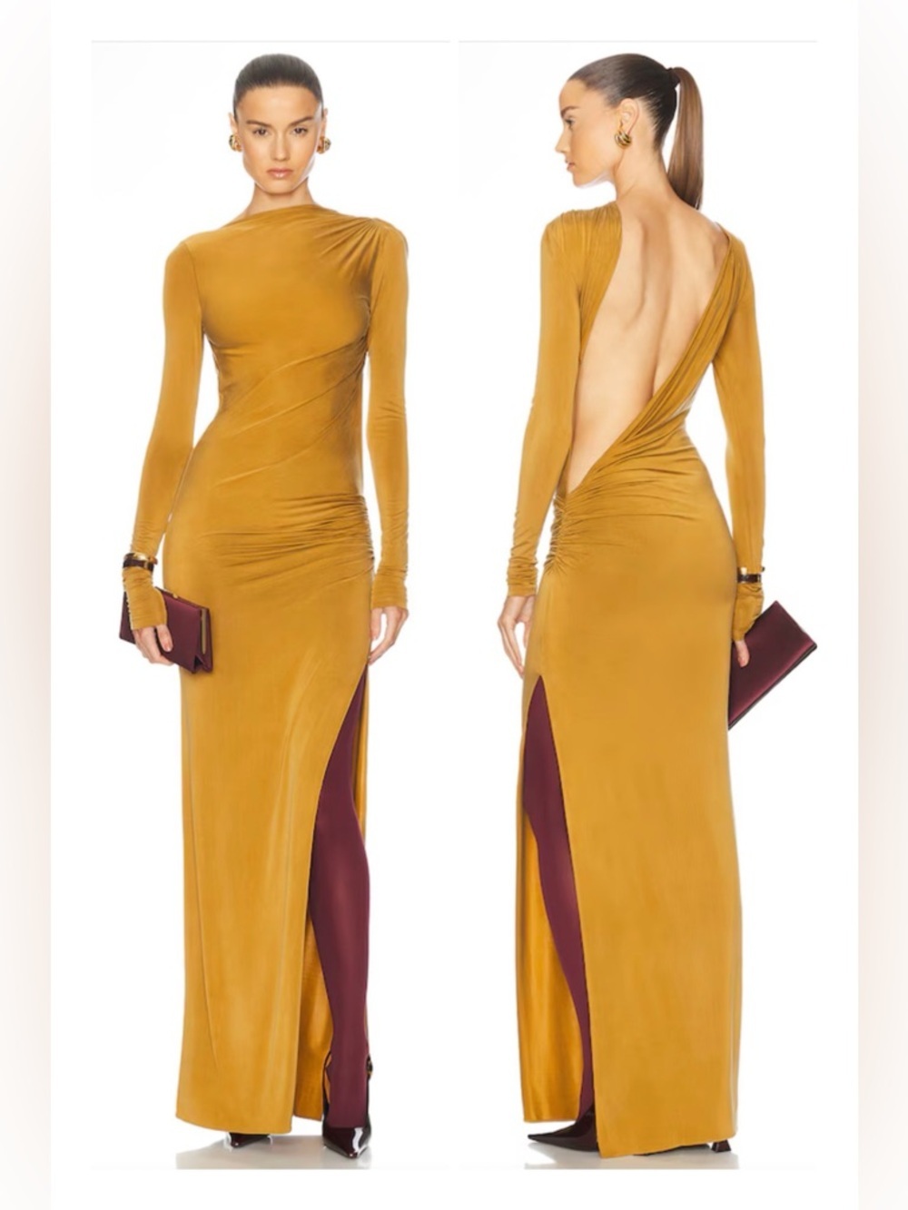 The Andamame Open Back Long Sleeve Evening Gown NWT*Retail $820*